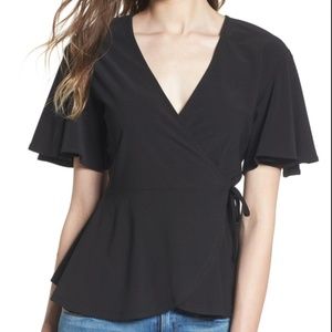 Leith black wrap top
